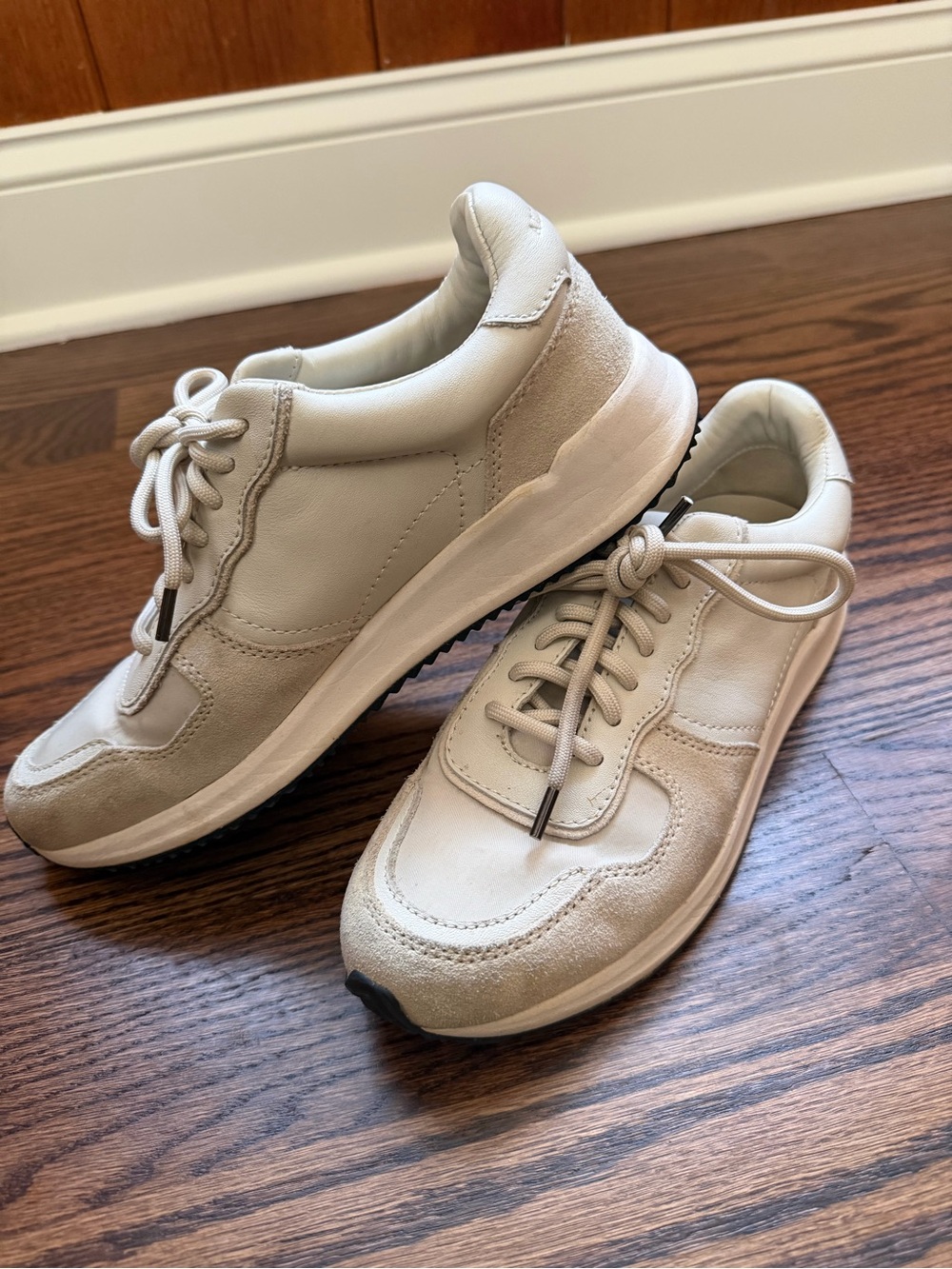 All Saints Unisex Casual Lace-Up Sneakers in Light Beige